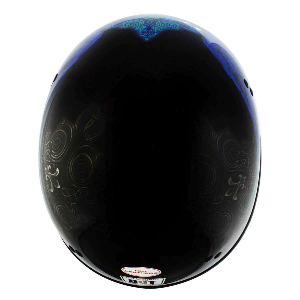 Hot Leathers HLD1045 Gloss Black 'Cross De Lis' Advanced DOT Approved Skull Half Helmet for Men and Women Biker