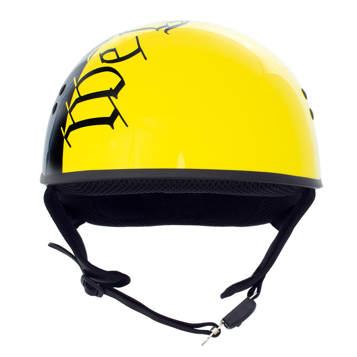 Hot Leathers HLD1046 Gloss Black and Yellow 'We The People' Advanced DOT Skull Half Helmet for Men and Women