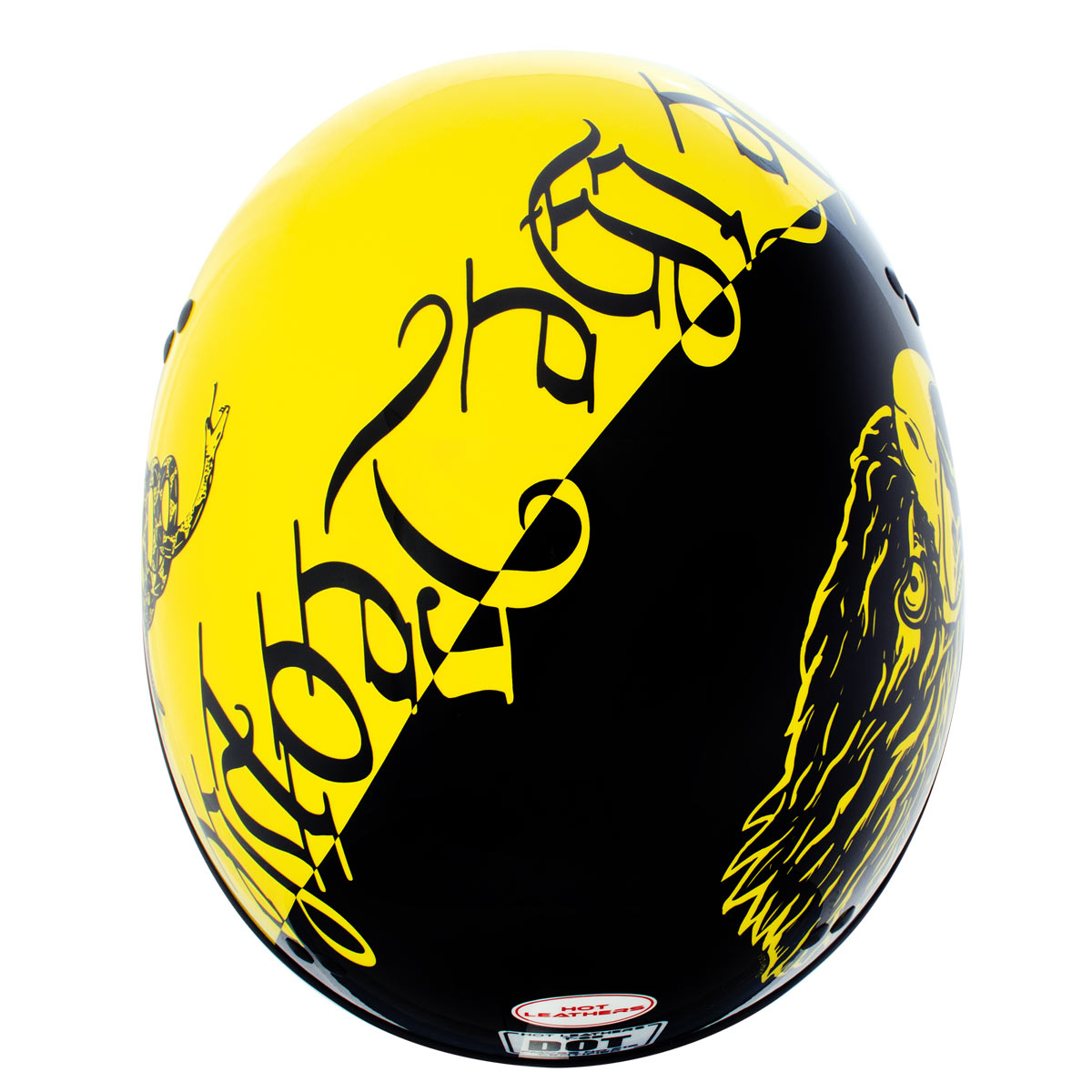 Hot Leathers HLD1046 Gloss Black and Yellow 'We The People' Advanced DOT Skull Half Helmet for Men and Women