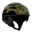 Hot Leathers HLD1047 Gloss Black Camo Skull Flames DOT Skull Half Motorcycle Helmet w/ Drop Down Tinted Visor
