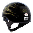 Hot Leathers HLD1047 Gloss Black Camo Skull Flames DOT Skull Half Motorcycle Helmet w/ Drop Down Tinted Visor
