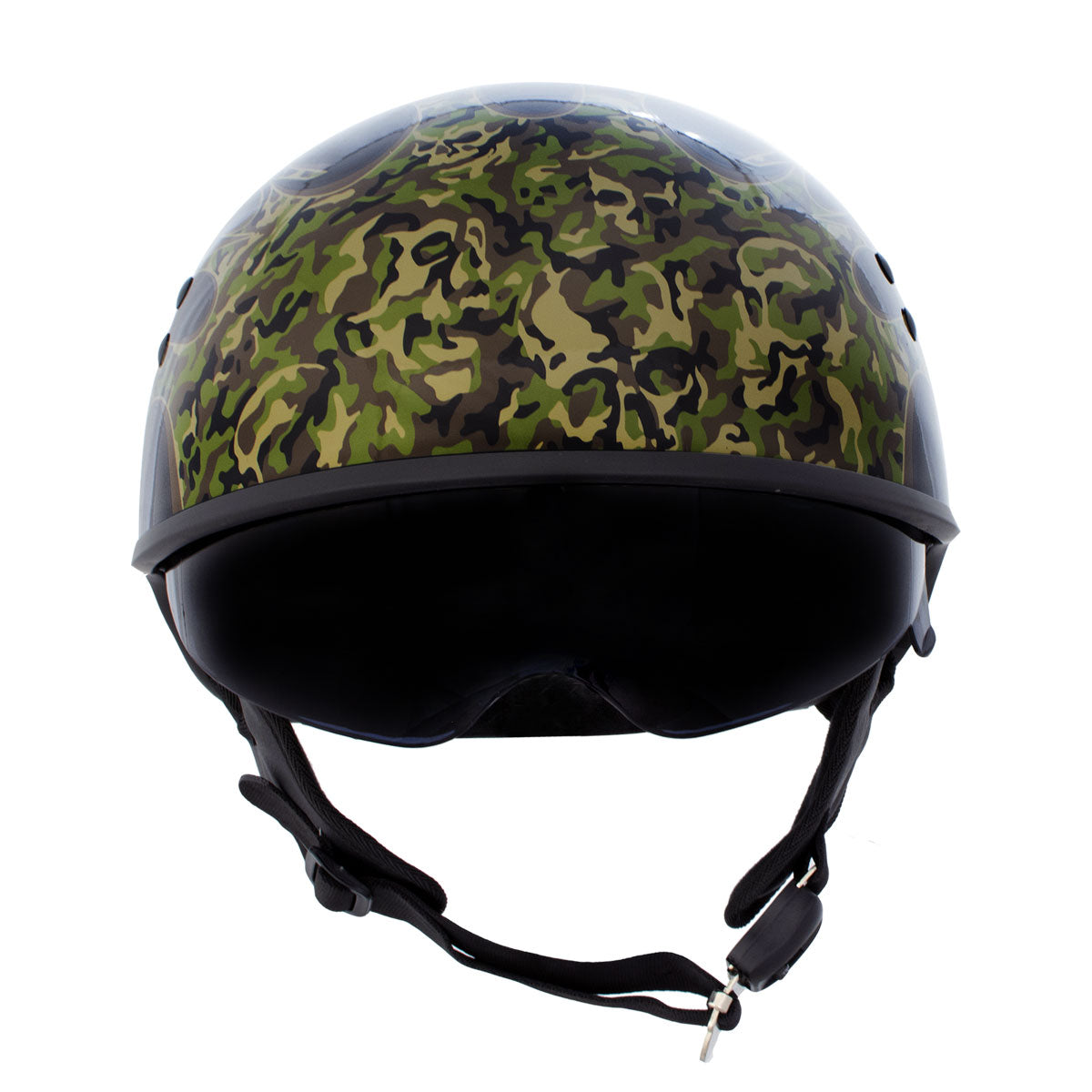 Hot Leathers HLD1047 Gloss Black Camo Skull Flames DOT Skull Half