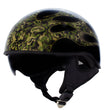 Hot Leathers HLD1047 Gloss Black Camo Skull Flames DOT Skull Half Motorcycle Helmet w/ Drop Down Tinted Visor
