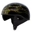 Hot Leathers HLD1047 Gloss Black Camo Skull Flames DOT Skull Half Motorcycle Helmet w/ Drop Down Tinted Visor