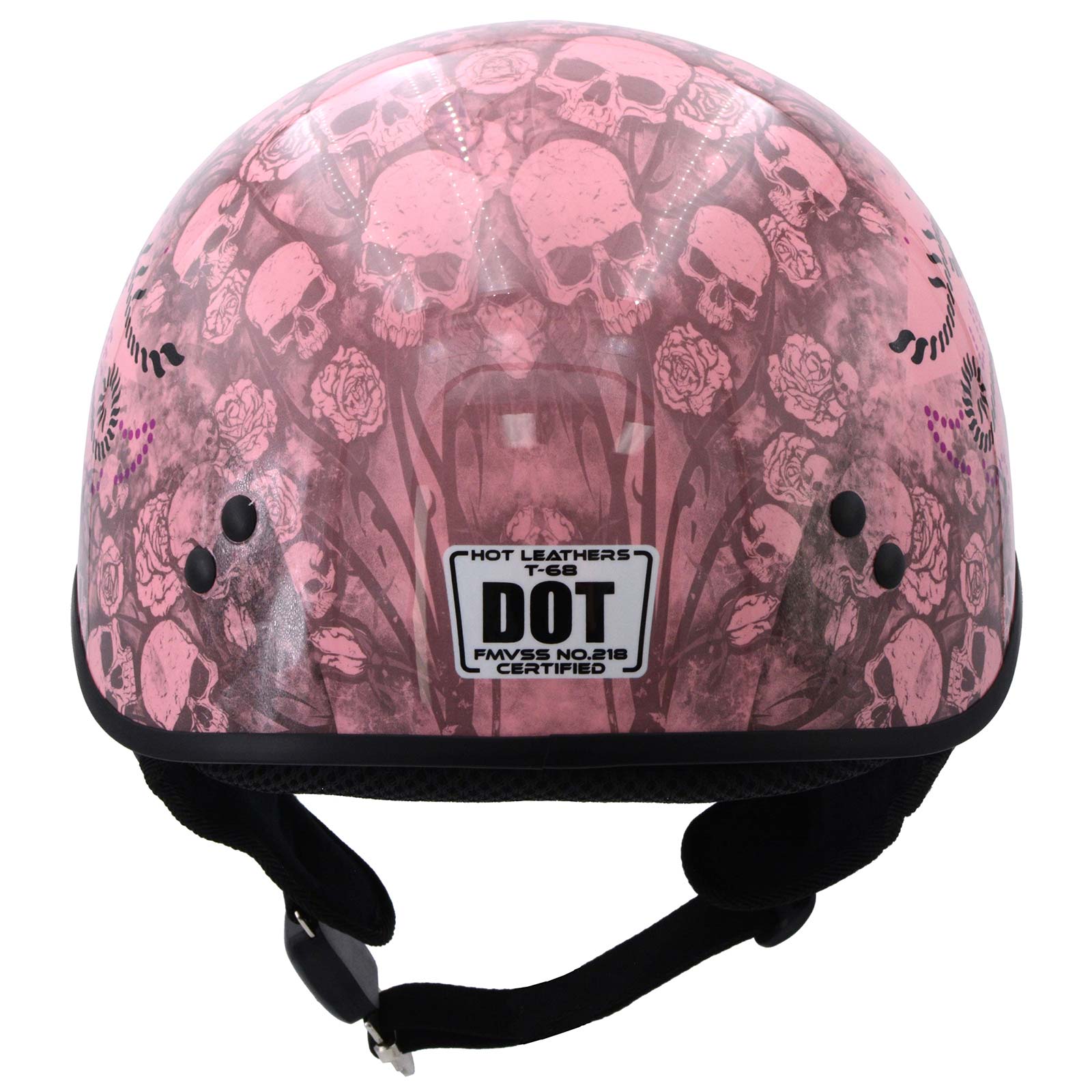 bright pink motorcycle helmets Hot Leathers HLD1048 Live, Love Ride Gloss Pink Motorcycle DOT Approved Skull Cap Half Biker Helmet