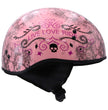 Hot Leathers HLD1048 Live, Love Ride Gloss Pink Motorcycle DOT Approved Skull Cap Half Biker Helmet