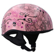 Hot Leathers HLD1048 Live, Love Ride Gloss Pink Motorcycle DOT Approved Skull Cap Half Biker Helmet