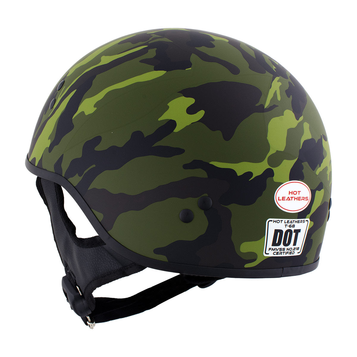 Hot Leathers HLD1049 Camo Matte Green Motorcycle Skull Cap Half Hot Leathers HLD1049 Camo Matte Green Motorcycle Skull Cap Half