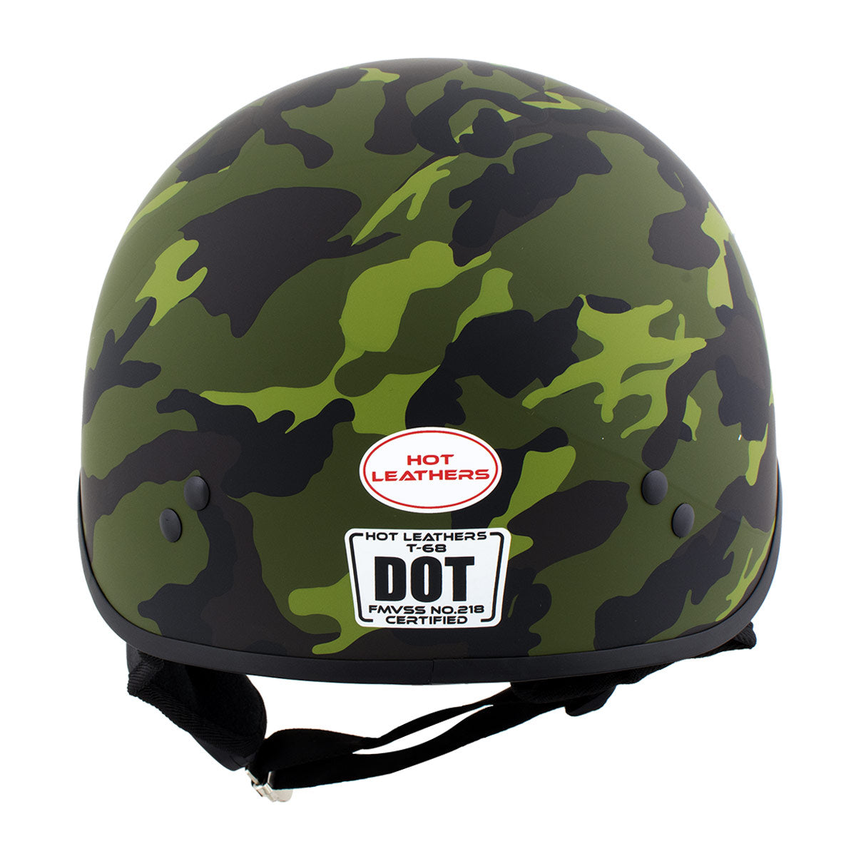 camo motorcycle half helmets Hot Leathers HLD1049 Camo Matte Green Motorcycle Skull Cap Half Helmet DOT Approved