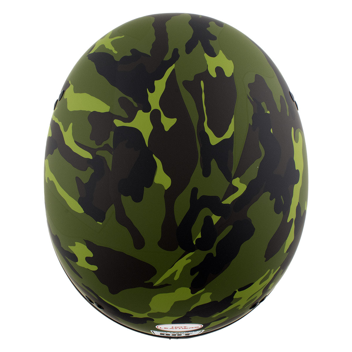 Hot Leathers Camo Matte Green Motorcycle Skull Cap Half Helmet for Men and Women DOT Approved HLD1049