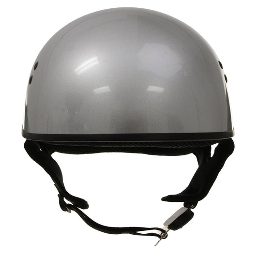 Hot Leathers HLD1050 Glossy Silver Motorcycle DOT Approved Skull Cap Half Helmet Biker