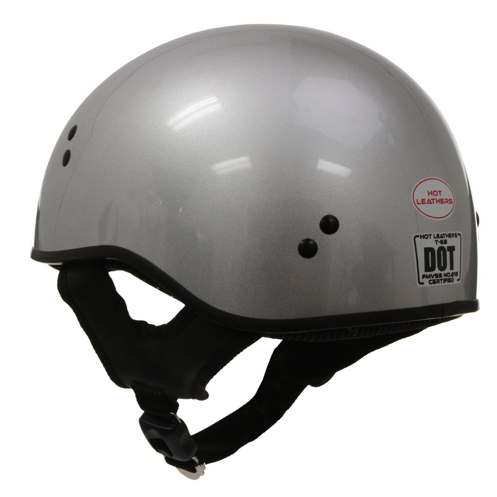 Hot Leathers HLD1050 Glossy Silver Motorcycle DOT Approved Skull Cap Half Helmet Biker Hot Leathers HLD1050 Glossy Silver Motorcycle DOT Approved Skull Cap Half Helmet Biker