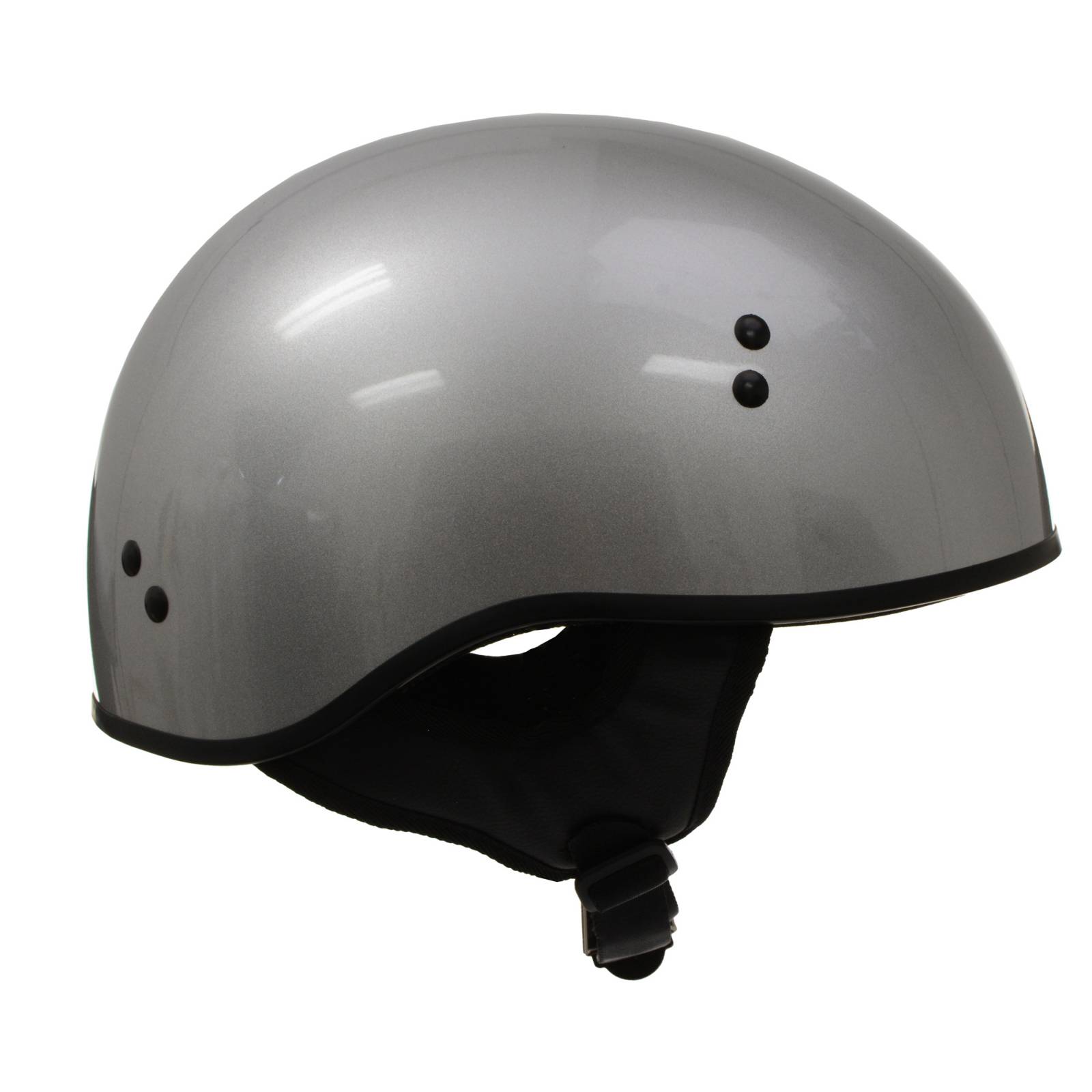 Hot Leathers HLD1050 'Glossy Silver' Motorcycle DOT Approved Skull Cap Half Helmet for Men and Women Biker