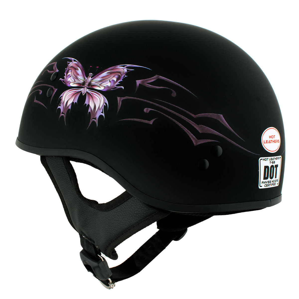 capping inversion motorcycle helmet Hot Leathers HLD1052 DOT Skull Cap Half Helmet
