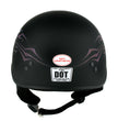 Hot Leathers HLD1052 DOT Skull Cap Half Helmet - Flat Black with Purple Butterfly Design Bikers