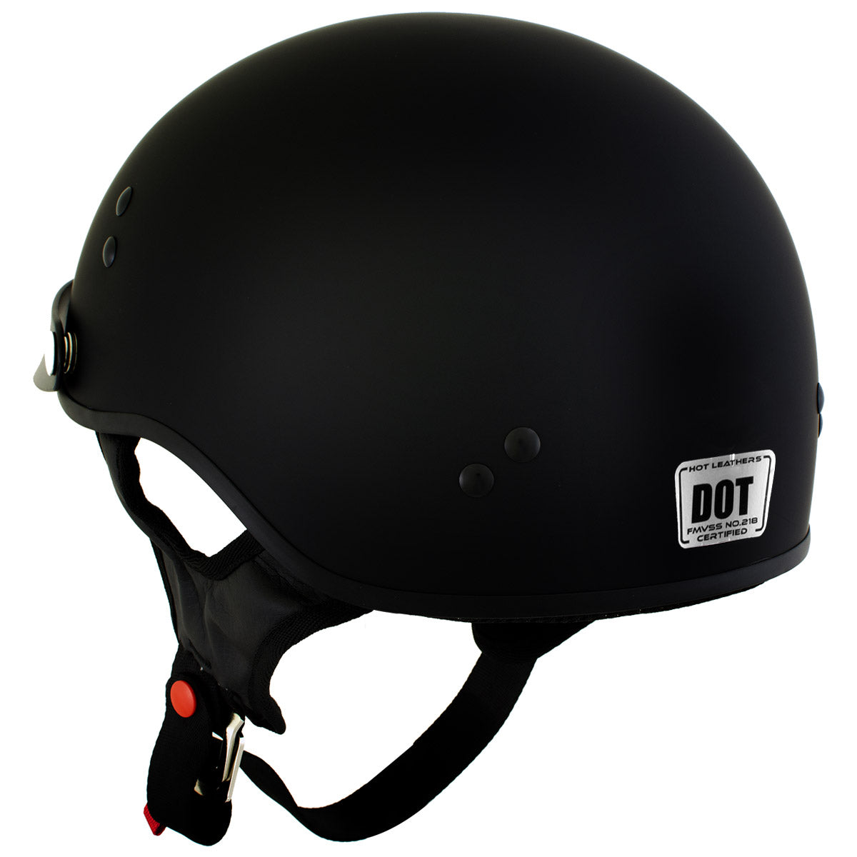 flat back motorcycle helmet with dot Hot Leathers HLT70 Stealth Flat Matte Black Motorcycle DOT Skull Cap Classic Half Helmet