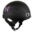 Hot Leathers HLT70 Purple Butterfly Flat Black Advanced DOT Motorcycle Half Face Biker Helmet