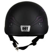 Hot Leathers HLT70 Purple Butterfly Glossy Black DOT Motorcycle Half Face Biker Helmet