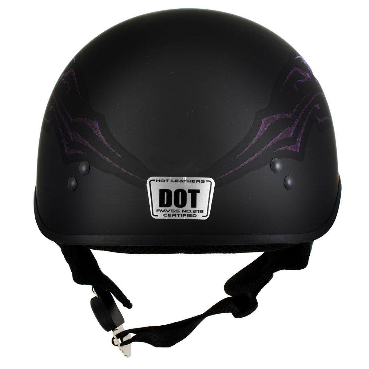 Hot Leathers HLT70 'Purple Butterfly' Glosy Black Advanced DOT Motorcycle Half Face Biker Helmet