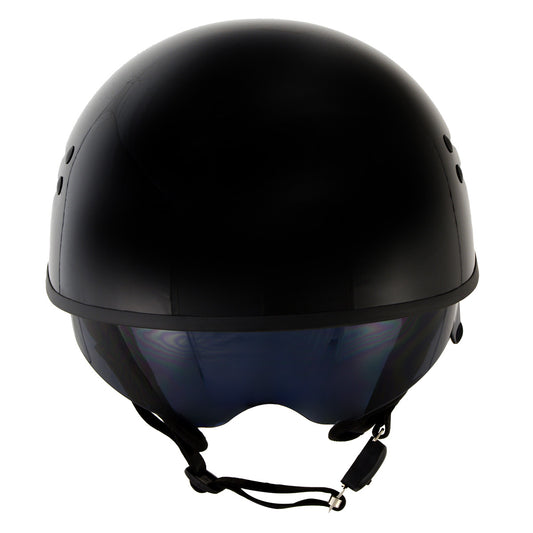 Hot Leathers T72 Black Widow Gloss Black Motorcycle Half Helmet Biker w/ Drop Down Visor