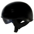 Hot Leathers T72 Black Widow Gloss Black Motorcycle Half Helmet Biker w/ Drop Down Visor
