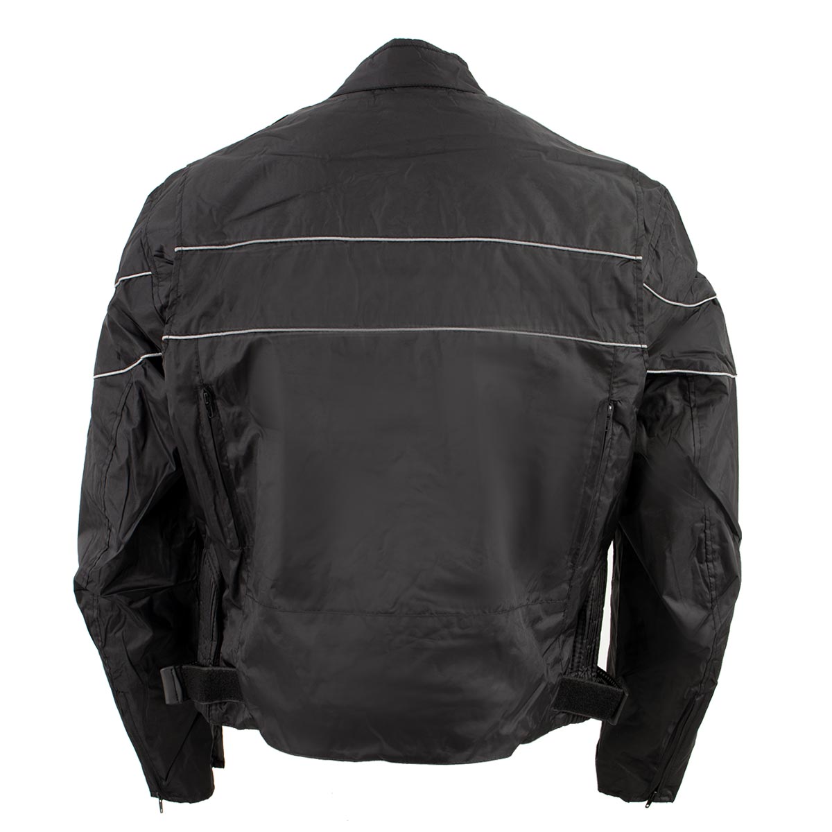 NexGen HW212102 Men's Black Nylon-Textile Vented Moto Jacket with Reflective Piping