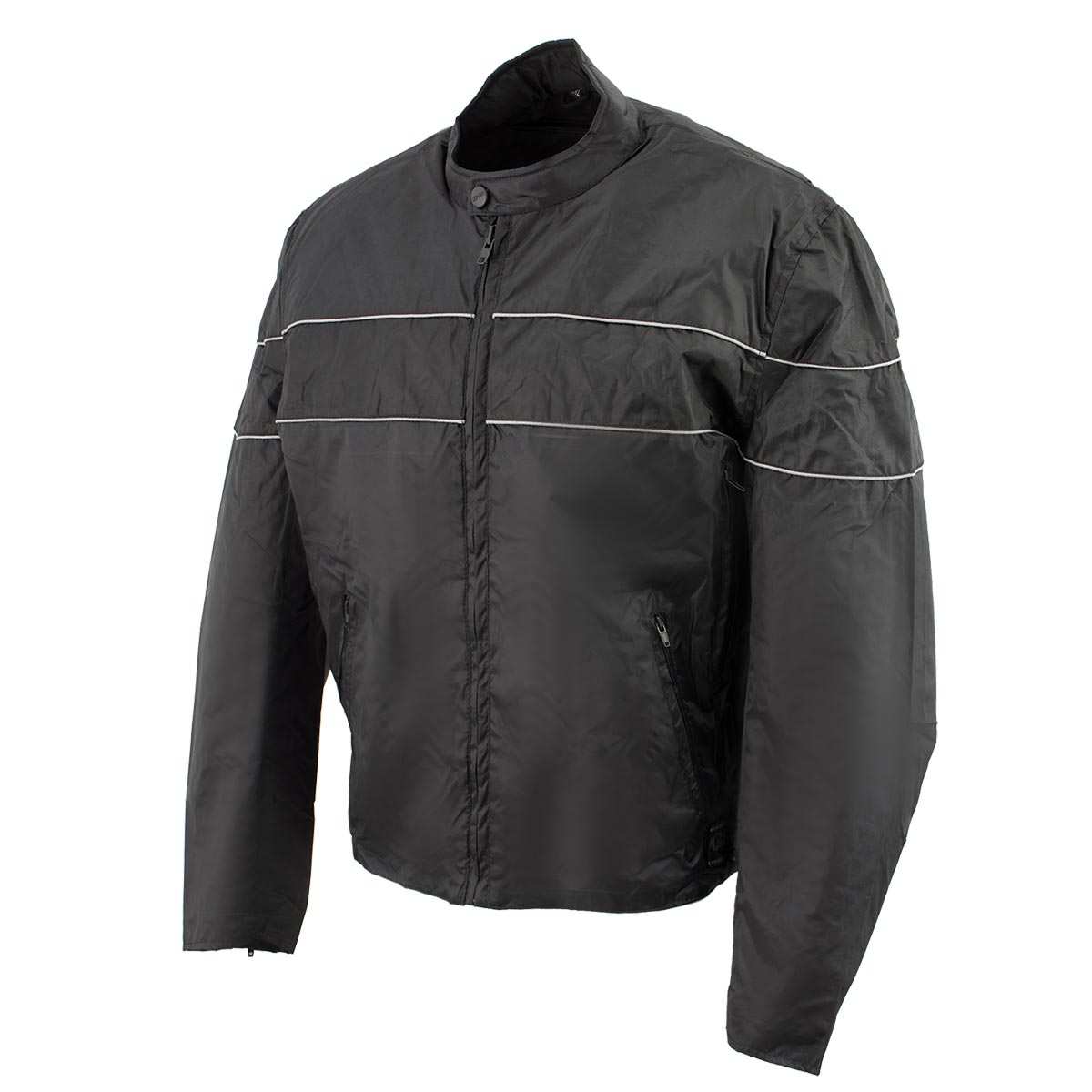 NexGen HW212102 Men's Black Nylon-Textile Vented Moto Jacket with Reflective Piping