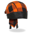 Hot Leathers HWH1109 Orange Buffalo Plaid Headwrap