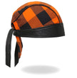 Hot Leathers HWH1109 Orange Buffalo Plaid Headwrap