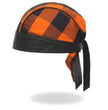Hot Leathers HWH1109 Orange Buffalo Plaid Headwrap