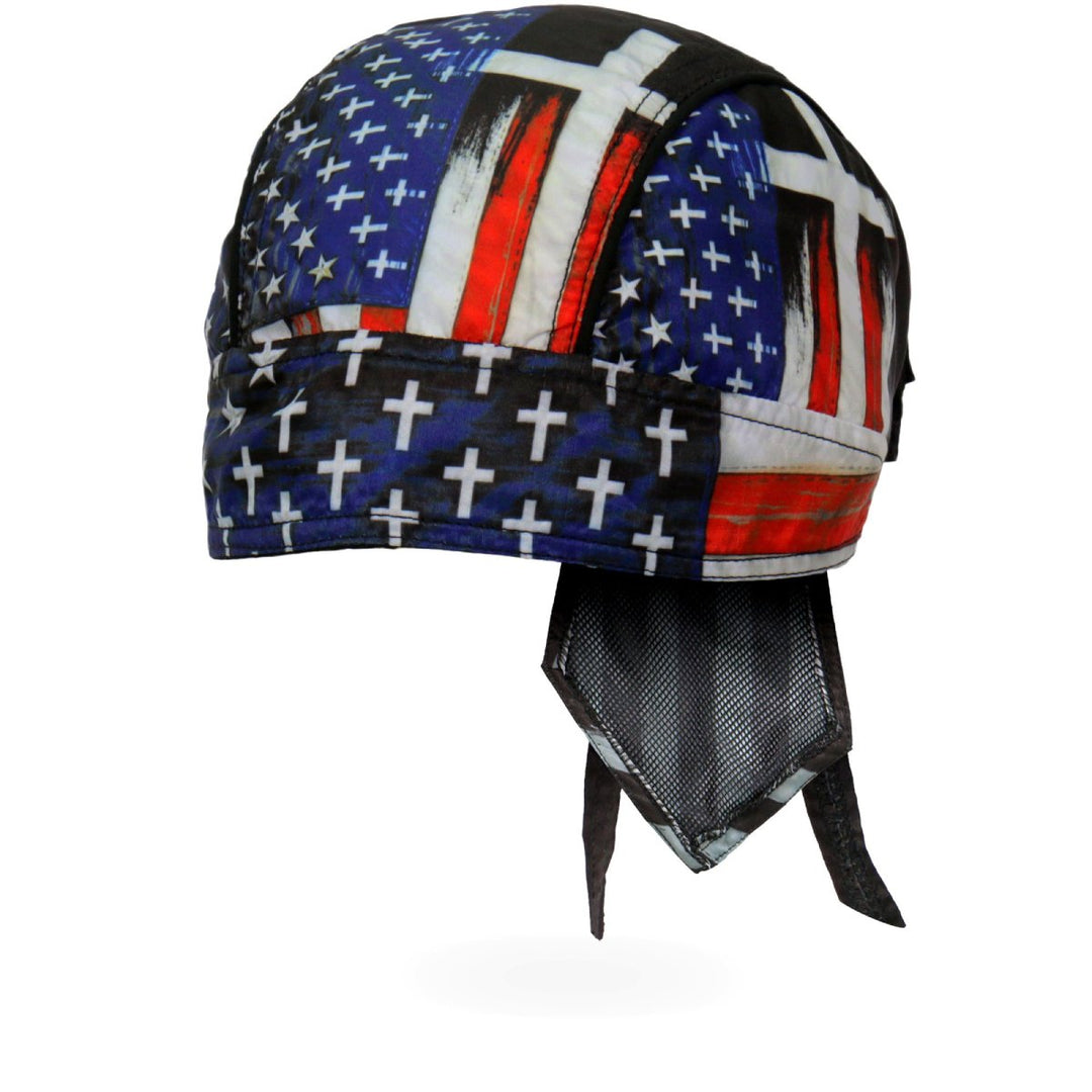 american flag motorcycle helmet wrap Hot Leathers Flag Cross Lightweight Headwrap HWH1120