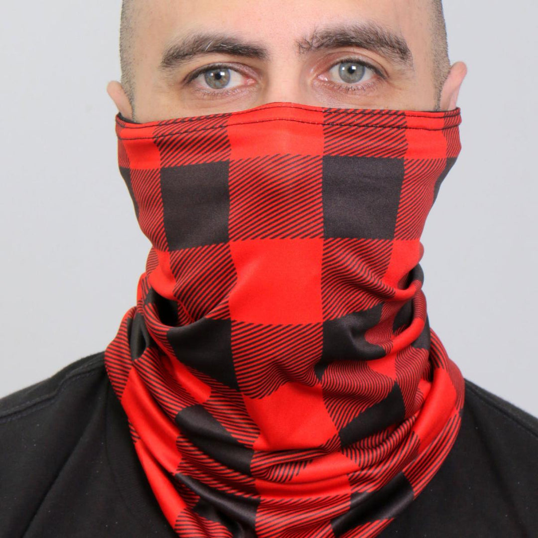 Hot Leathers HWN2022 Red &amp; Black Plaid Neck Gaiter