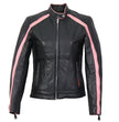 Hot Leathers JKL1022 Pink Striped Leather Jacket with Reflective Piping