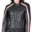 Hot Leathers JKL1022 Pink Striped Leather Jacket with Reflective Piping