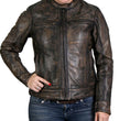 Hot Leathers JKL1024 Women's Distressed Brown Leather Jacket with Conceal and Carry Pockets