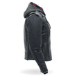 Hot Leathers JKL1033 Ladies Black Leather Jacket with Removable Hoodie