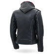 Hot Leathers JKL1033 Ladies Black Leather Jacket with Removable Hoodie