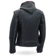 Hot Leathers JKL1033 Ladies Black Leather Jacket with Removable Hoodie
