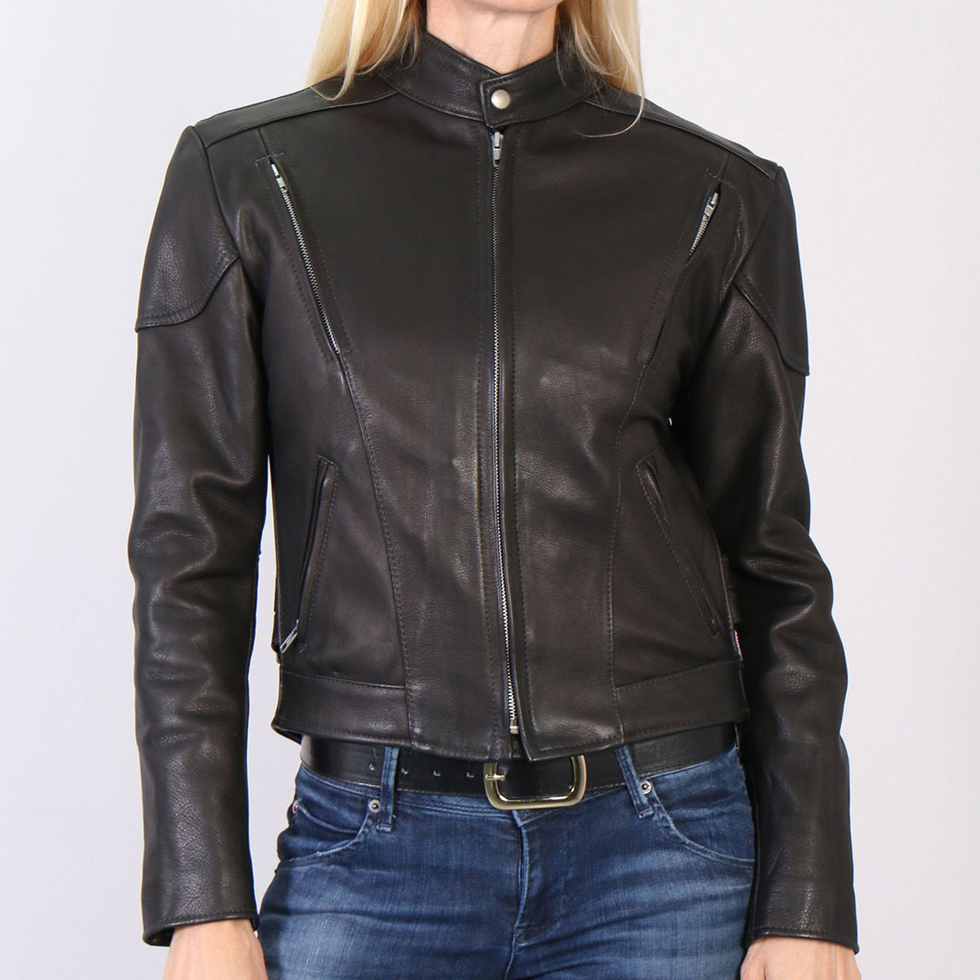 Hot Leathers JKL5001 USA Made Ladies Vented Black Leather Jacket