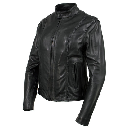 Hot Leathers JKL5002 USA Made Women's 'Pristine' Black Premium Motorcycle Leather Jacket