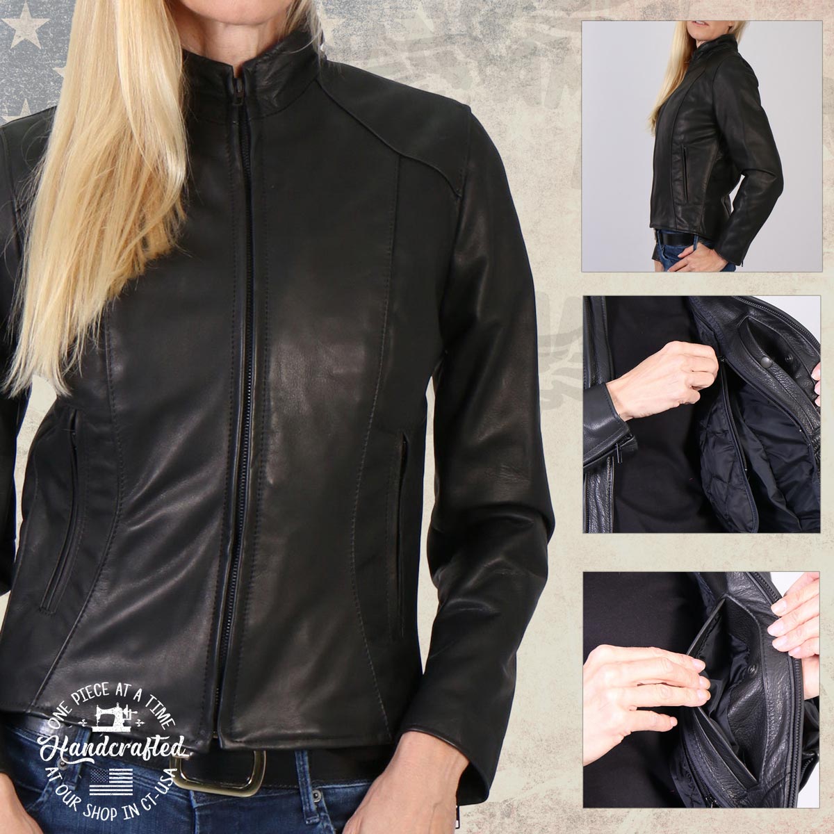 Milwaukee Leather USA MADE MLJKL5003 Women's Black 'Serene' Clean Cut Premium Motorcycle Leather Jacket