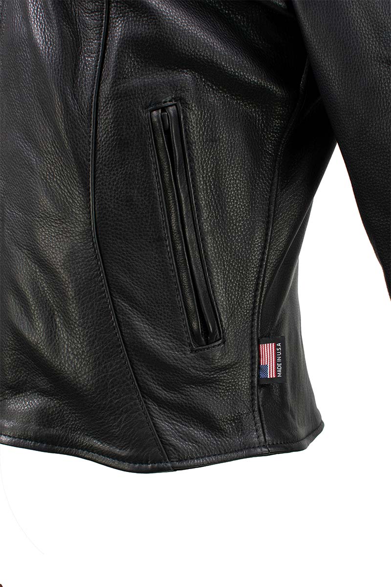 Milwaukee Leather USA MADE MLJKL5003 Women's Black 'Serene' Clean Cut Premium Motorcycle Leather Jacket