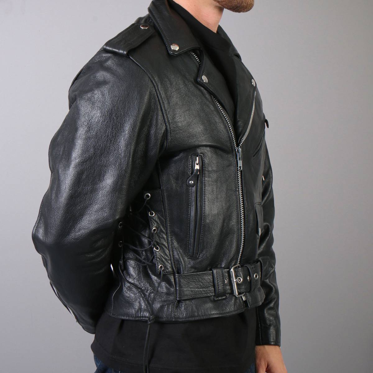 【HOT LEATHERS】シングルライダースジャケット Hot Leathers JKM1002 Classic Men's Motorcycle Leather Jacket with