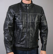 Hot Leathers JKM1004 Men's Leather Vented Scooter Jacket with Reflective Piping