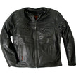 Hot Leathers JKM1011 Men's Black Leather Vented Motorcycle Racer Jacket with Double Piping
