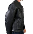 Hot Leathers JKM1011 Men's Black Leather Vented Motorcycle Racer Jacket with Double Piping