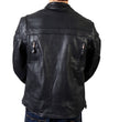 Hot Leathers JKM1011 Men's Black Leather Vented Motorcycle Racer Jacket with Double Piping