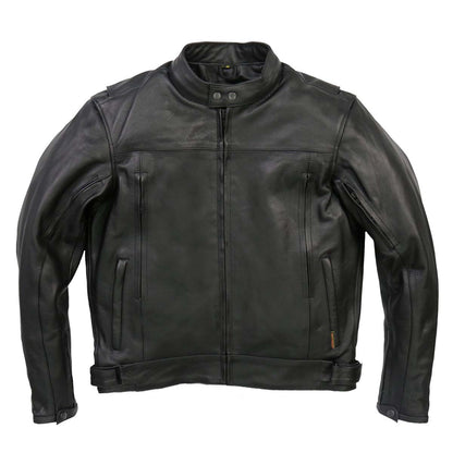 Hot Leathers JKM1021 Men's Black Leather Vented Scooter Jacket with Conceal and Carry Pockets