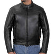 Hot Leathers JKM1021 Men's Black Leather Vented Scooter Jacket with Conceal and Carry Pockets