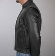 Hot Leathers JKM1021 Men's Black Leather Vented Scooter Jacket with Conceal and Carry Pockets